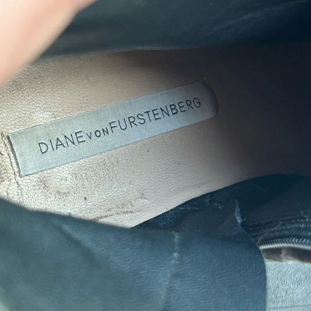 Diane Von Furstenberg Gray Suede Leather Women’s Ankle Boots